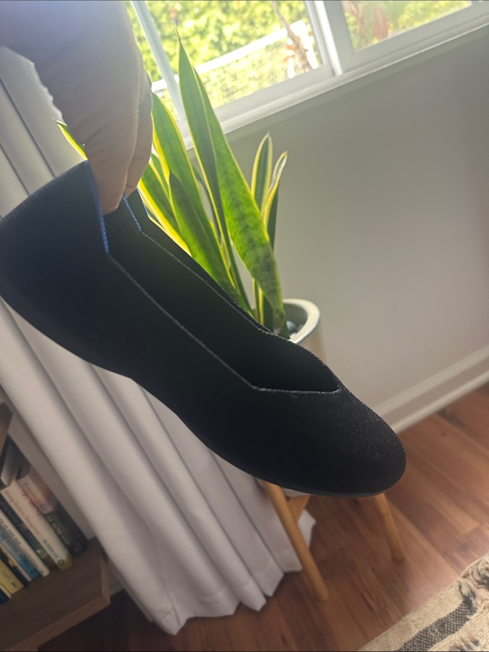 Rothy's Black Ballet Flats with Blue Accent Trim - Picture 4 of 5